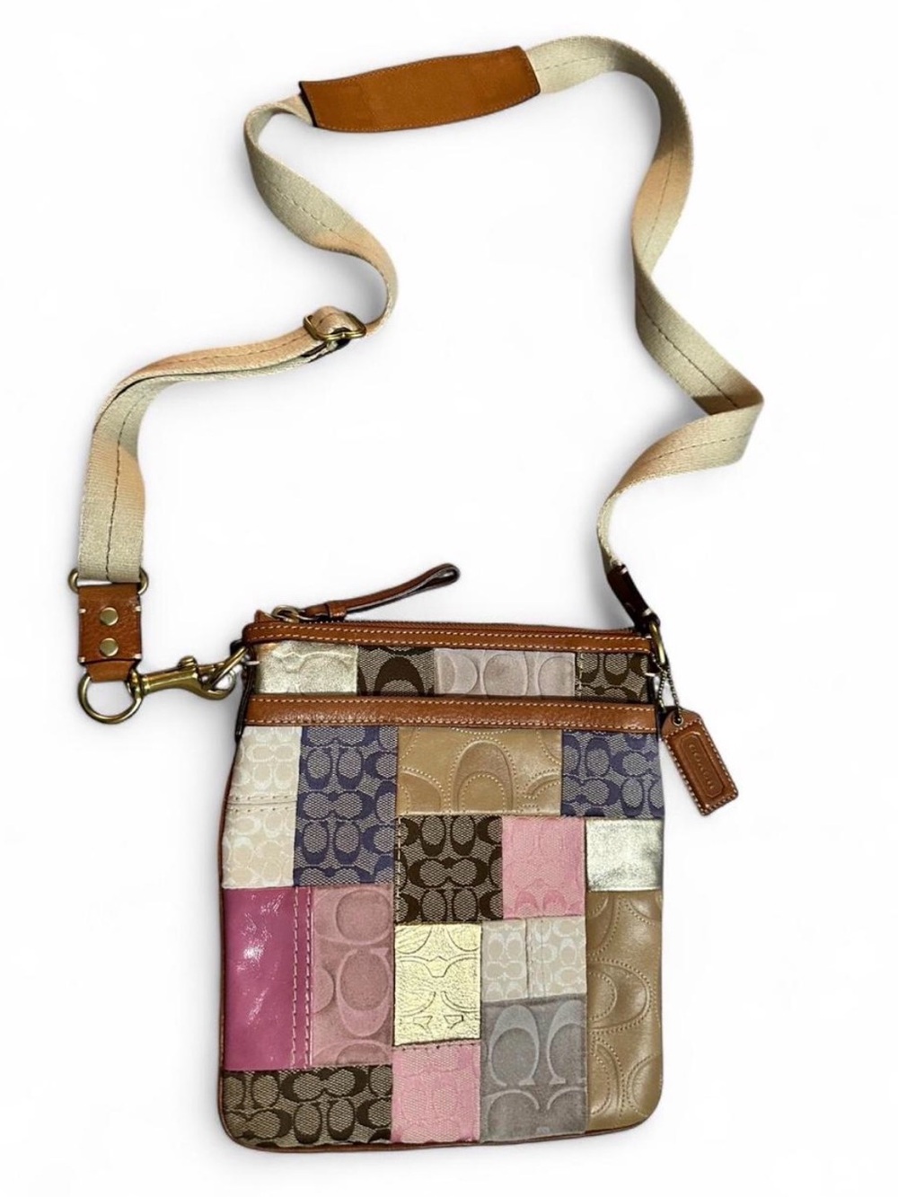 Vintage Coach Patchwork Signature Crossbody Bag